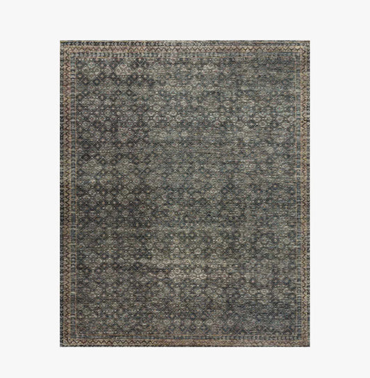 Ink and Turquoise Handknotted Rug