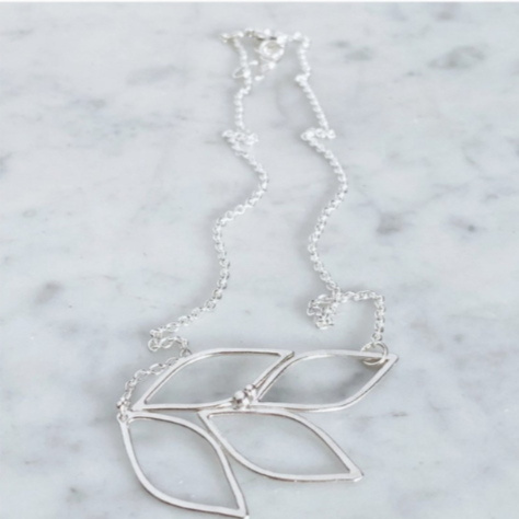 Falling Leaves Necklace- Bright Silver