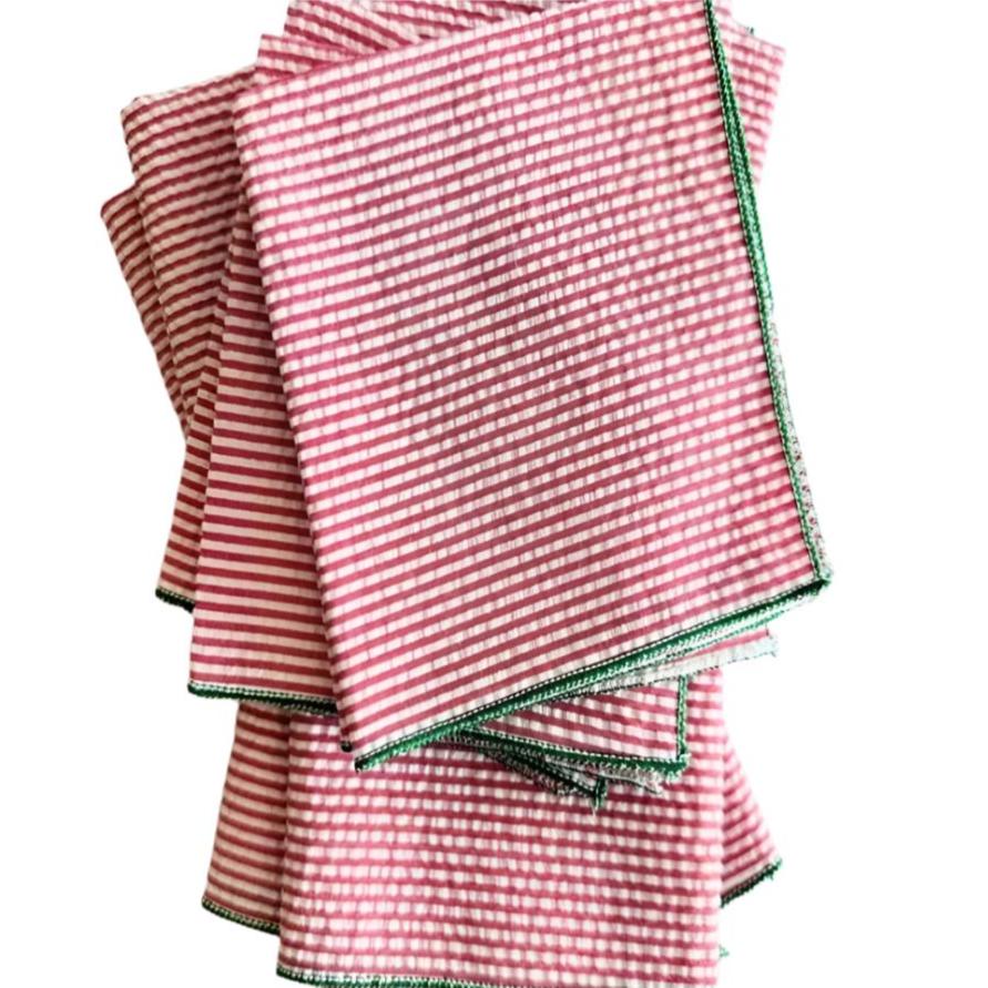 Seersucker Red & Green Napkins