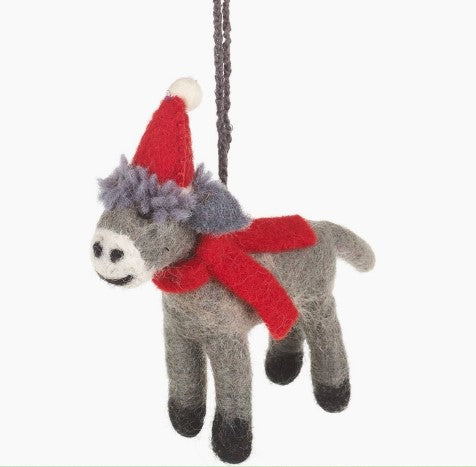 Christmas Donkey Hanging Felt Ornament